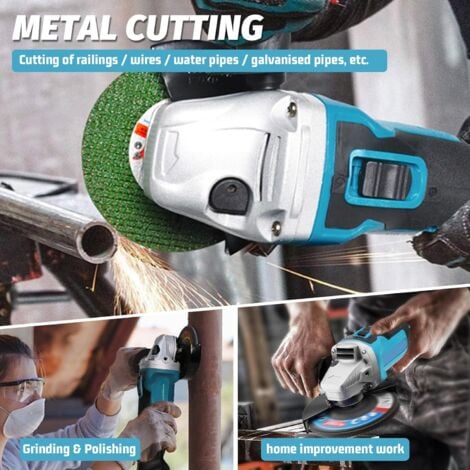 Cordless Angle Grinder,Compatible with Makita 18V Battery, 125mm Power Angle Grinder Tools with 2X 5.5Ah Batteries, 7500RPM Brushless Motor Metal, 1/2'' Cutting Wheels, Flap Disc for Cutting