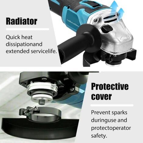 Cordless Angle Grinder,Compatible with Makita 18V Battery, 125mm Power Angle Grinder Tools with 2X 5.5Ah Batteries, 7500RPM Brushless Motor Metal, 1/2'' Cutting Wheels, Flap Disc for Cutting
