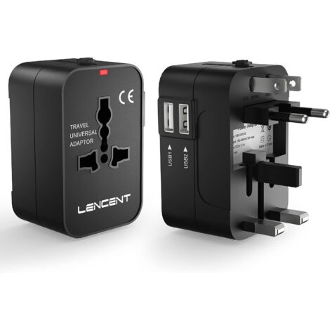 Travel Adapter, Universal Adapter UK/Europe/US/Australia Plugs International Travel Sockets with 2 USB Power Outlet for More than 200 Countries