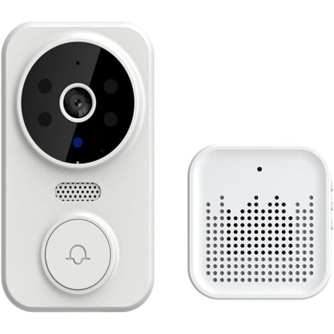 Wireless Remote Video Doorbell, Smart Home Wifi Door Bell Outdoor Wireless Doorbell Camera Chime Two-Way Audio Intercom Night Vision Smart Life APP Control,White
