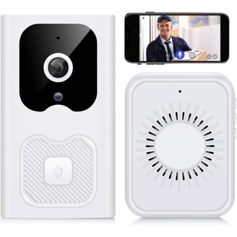 Sonnette vidéo à distance sans fil, sonnette vidéo WiFi vision nocturne extérieure sans fil sonnette caméra interphone résidentiel moniteur de maison intelligente protection de sécurité, conversation 