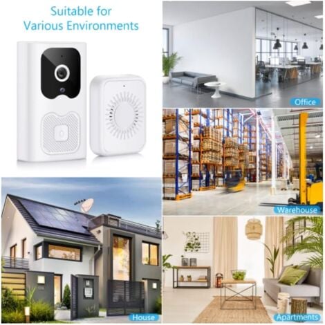 Sonnette vidéo à distance sans fil, sonnette vidéo WiFi vision nocturne extérieure sans fil sonnette caméra interphone résidentiel moniteur de maison intelligente protection de sécurité, conversation 