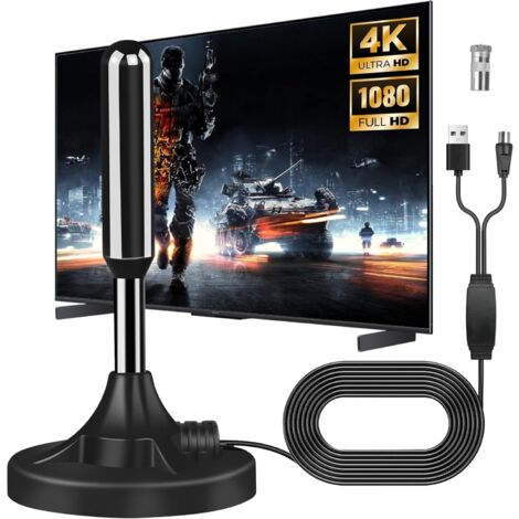 Powerful Indoor TV Antenna, New for 2025 Powerful Indoor TNT Antenna, Portable Indoor TV Antenna, 5M Coaxial Cable, 360 Degree Long Distance Reception