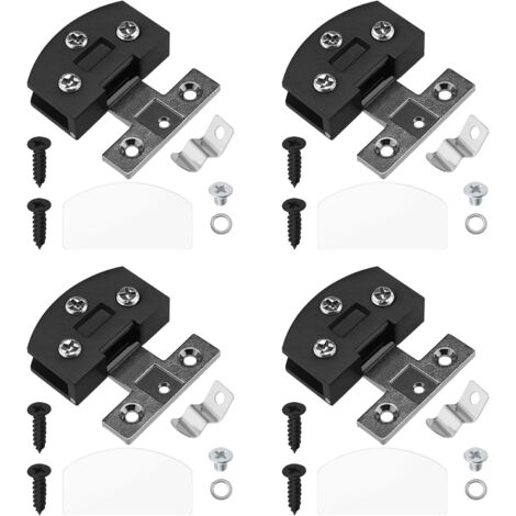 16pcs Glass Hinges Zinc Alloy Glass Cabinet Door Hinges Door Hinges Showcase Hinges Accessories for Furniture Shelves Cabinets, Black (1/5)