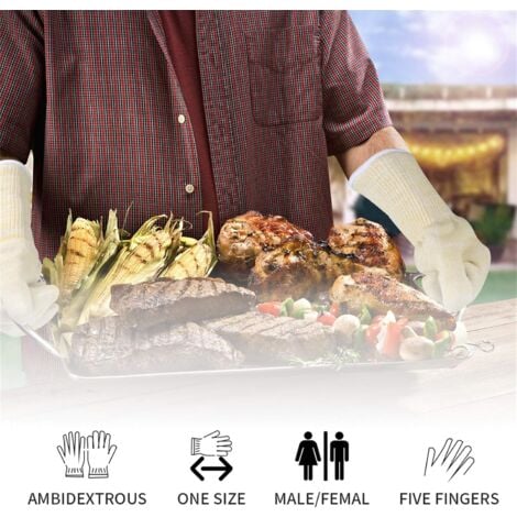 Pair Barbecue Gloves Heat Resistant Glove Universal Size Grill - Kitchen Gloves Resists Up to 500°C Oven Gloves for BBQ, Grilling, Baking, Fireplace, Welding Gloves