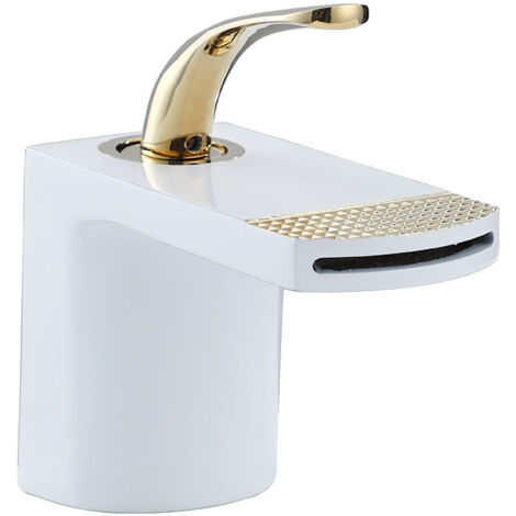 Waterfall Basin Faucet Household Bathroom Hot And Cold Faucet Creative White Bathroom Faucets,Gold And White