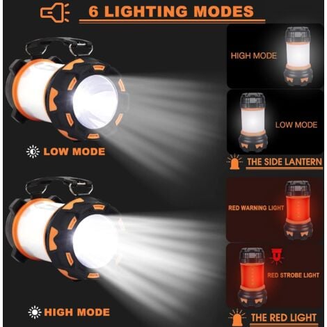 Rechargeable LED Lantern, 1000 Lumens 4000mah 360 Camping Lamp, Rechargeable Portable LED Spotlight, Ultra Powerful, 6 Lighting Modes for Camping, USB Cable I