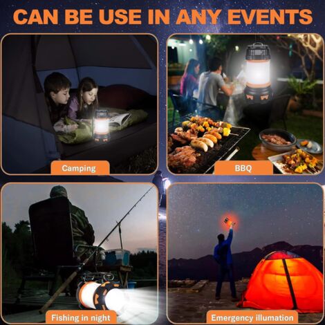 Rechargeable LED Lantern, 1000 Lumens 4000mah 360 Camping Lamp, Rechargeable Portable LED Spotlight, Ultra Powerful, 6 Lighting Modes for Camping, USB Cable I
