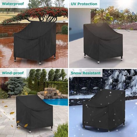 210D Waterproof Outdoor Deep Seat Garden Chair Cover Patio Chair Cover Anti-UV Windproof with Adjustable Rope,80x85x91cm