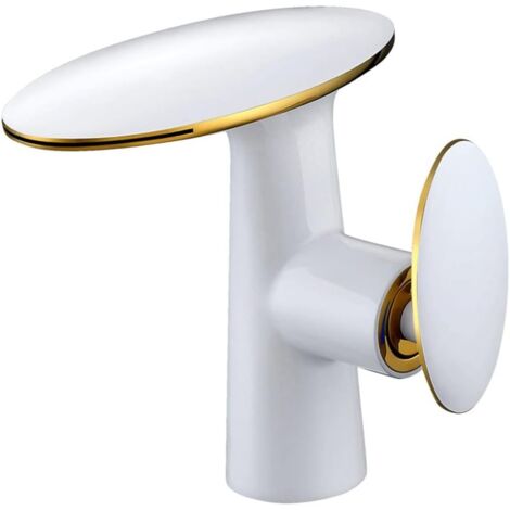 White Brass Basin Faucets Waterfall Bathroom Single Handle Cold and Hot Water Vessel Sink Mixer Tap Crane,Gold