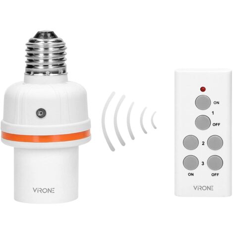 RS-6 Connected Socket Remote Control Bulb E27 Base, 1 remote control, 1 lamp socket