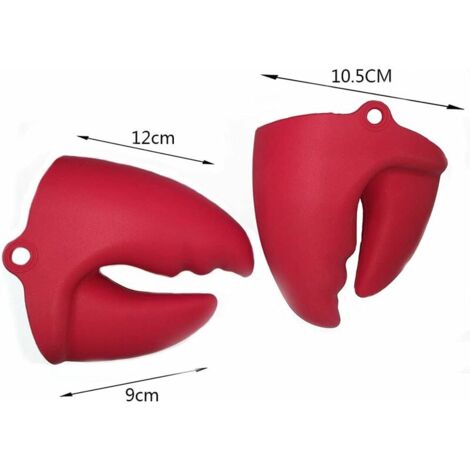 Oven Gloves, Heat Resistant and Non-Slip Silicone Kitchen Gloves, Kitchen Pot Holder, Red