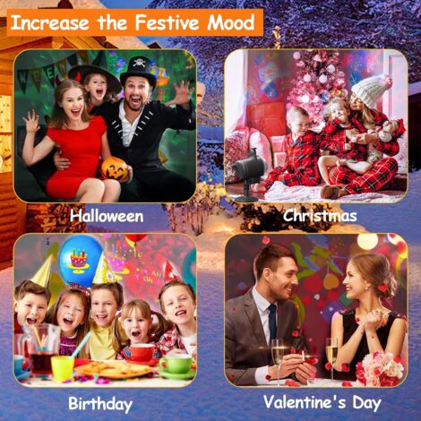 Outdoor Christmas Projector Led, Halloween Projector Lamp 16 Slides 10 Colors Ocean Wave Christmas Decorative Lamp, IP44 Waterproof with Remote Control for Holiday Party Decoration