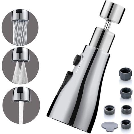 FM22 M24 Kitchen Faucet Spray Head 360° Swivel Faucet Aerator Sprayer Attachment Kitchen Sink Faucet Extender G1/2 Kitchen Faucets with 3 Modes Sprayer Faucet Adapter Kitchen Sink Faucets