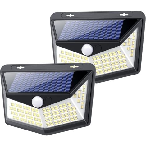 Solar Lights Outdoor 164 LED, Solar Lights Outdoor Motion Sensor, Super Bright 270° Lighting Range IP65 Waterproof 1800mAh Solar Powered Wall Light for Yard, Garage, Garden-2 Pack (1/5)