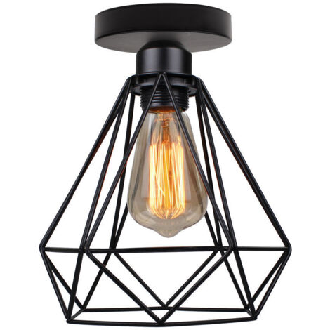 Retro design ceiling light, modern ceiling light, retro industrial style, black metal, diameter 20 cm, for E27 bulb, height 25 cm (1/5)