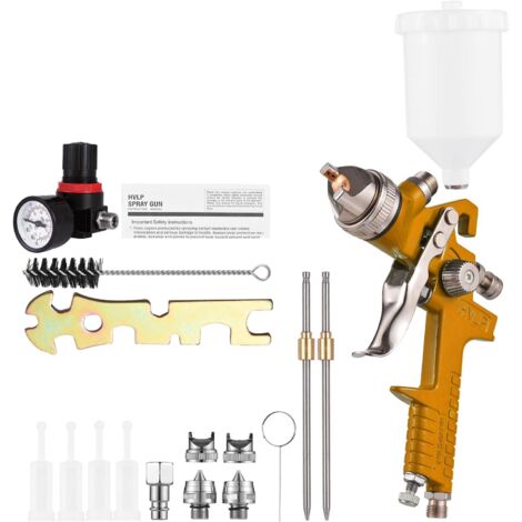 HVLP Spray Gun Paint Spray Gun Gravity Feed Air Brush Painting Tool with 3 Nozzles Car Furniture Spray Gun (1.4/1.7/2.0mm Nozzle),Orange