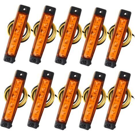 10pcs 12V Side Marker Lights 6SMD LED Front Lamp Rear Marker Lights for Trailer Truck Caravan Camper Van Lorry Bus Boat Tractor Motor Amber Orange