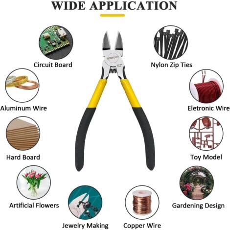 Side cutters, side cutters, length 190 mm, diagonal cutters, side cutters, flat cutters, for models, DIY and electronics.