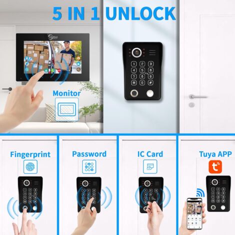 Wired Video Intercom for Apartment, 1080P Video Doorbell with 10