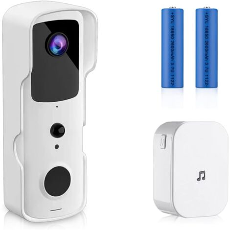 Wireless Doorbell Camera, Wireless Doorbell Camera, Wireless Doorbell, Video Doorbell with Chime, Anti-Theft Doorbell, Wireless Doorbell, 2.4GHz WiFi Only, Suitable for Homes, Apartments, Offices, Whi
