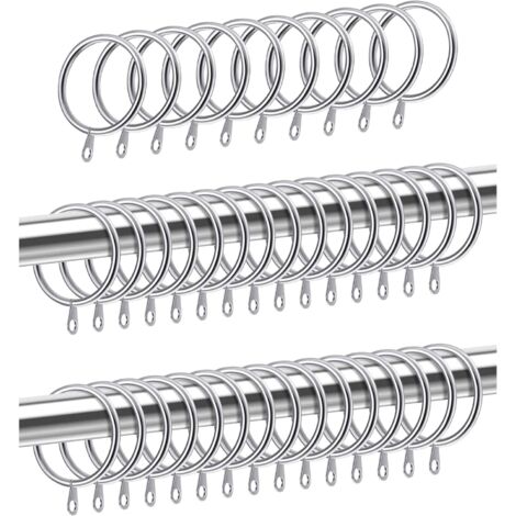 40 Pack Metal Curtain Rings for Curtains and Rods, Inner Diameter 30 mm, Silver Metal Rings, for Curtain Rods Curtain Accessories (1/5)