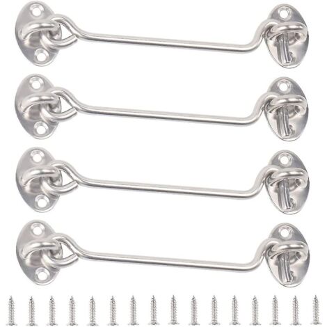 Crochet et Oeil de Verrouillage, 4 Pack Acsergery Gift 6inch Stainless Steel Cabin Hook, Heavy Duty Sol (1/5)