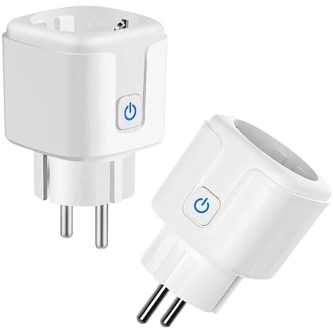 16A WLAN Smart Plug, 3680W Smart Plug with Remote Control and Voice Control, Alexa Smart Plug Measures Energy Consumption, 2.4G WiFi Plug Compatible with Alexa and Google Home 2 Pack