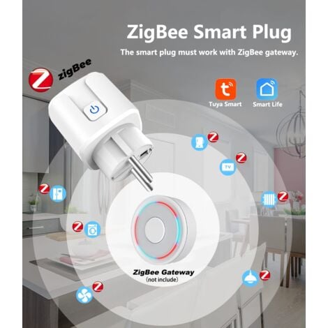 16A WLAN Smart Plug, 3680W Smart Plug with Remote Control and Voice Control, Alexa Smart Plug Measures Energy Consumption, 2.4G WiFi Plug Compatible with Alexa and Google Home 2 Pack