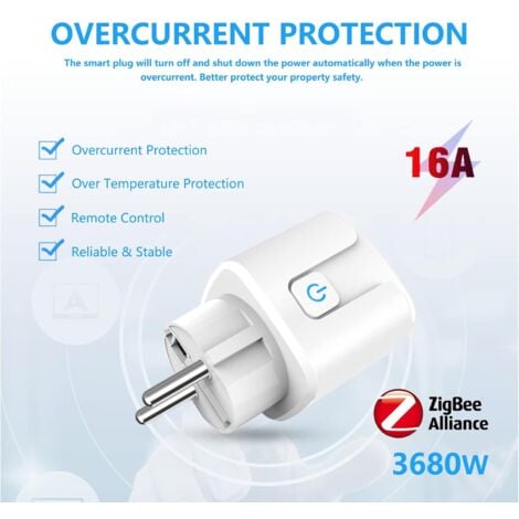 16A WLAN Smart Plug, 3680W Smart Plug with Remote Control and Voice Control, Alexa Smart Plug Measures Energy Consumption, 2.4G WiFi Plug Compatible with Alexa and Google Home 2 Pack