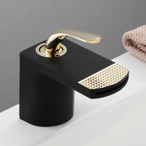 Waterfall Basin Faucet Household Bathroom Hot And Cold Faucet Creative White Bathroom Faucets,black and gold