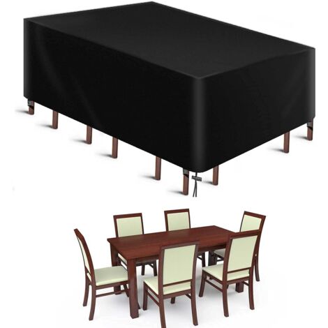 Garden Furniture Cover, 600D Oxford Fabric Garden Table Cover All Weather Protection, for Table and Sofa Sets with Rope and Buckle Lock (242 x 162 x 100cm)
