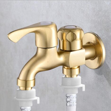 Double water tap Garden tap double washing machine tap brass G1/2 ...
