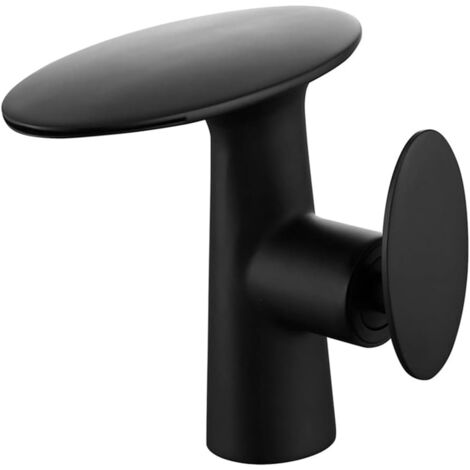 White Brass Basin Faucets Waterfall Bathroom Single Handle Tap Cold and Hot Water Vessel Sink Mixer Tap Crane,Black