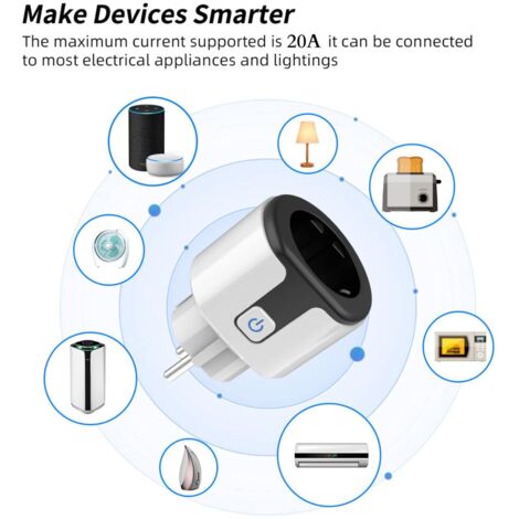 20A Smart Plug, Tuya WiFi Smart Plug Compatible with Alexa, Google Home, Programmable Plug with Energy Consumption Measurement, Voice Control, Tuya Remote Control