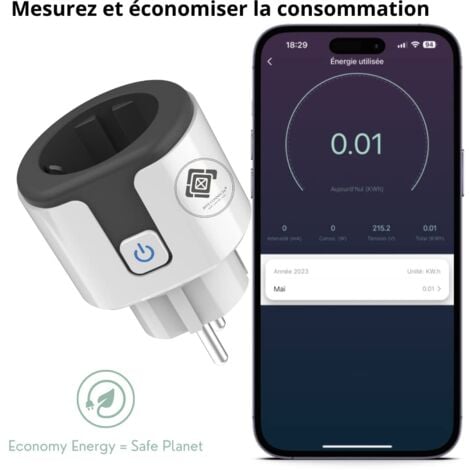 20A Smart Plug, Tuya WiFi Smart Plug Compatible with Alexa, Google Home, Programmable Plug with Energy Consumption Measurement, Voice Control, Tuya Remote Control