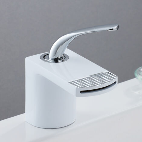 Waterfall Basin Faucet Household Bathroom Hot And Cold Faucet Creative White Bathroom Faucets,silver and white