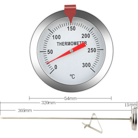 Cooking Thermometer, 30cm Long Probe Thermometer, Stainless Steel Cooking Probe Thermometer with Meat Flask Clip for Home BBQ - Dials & Probes (1/5)