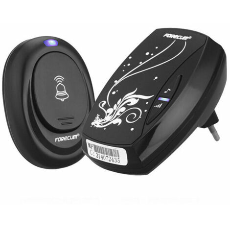 Wireless Doorbell Chime 315Mhz Led 36 Tones Melodies Remote Control Waterproof - Black (1/5)