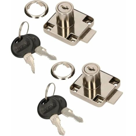 Set of 2 furniture locks 40 x 40 mm to screw on for furniture doors and drawers, (1/5)