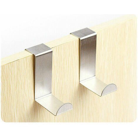 Stainless Steel Door Back Hooks, Non-Marking Hooks Behind Doors Multifunctional Kitchen Bathroom Hooks, Nail-Free Door Back Hooks 2 Pack (1/5)