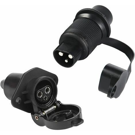 Pin Trailer Socket and Plug for 12V Trailer, 3 Pin Female Electrical Socket Connector 3 Pin Male Trailer Towbar Waterproof for Farm Machinery, Trucks, Boats (1/5)