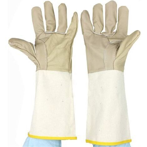 Welding Gloves 38cm Cowhide Leather Scratch Resistant Heat Resistant Cutting Gloves for BBQ Gardening Camping Stove Fireplace, 1 Pair (1/5)