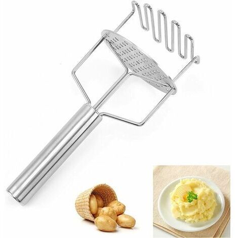 Stainless Steel Manual Potato Masher Professional Potato Masher with Handle Potato Masher Potato Crusher for Fruits Vegetables Sweet Potatoes (Silver) (1/5)