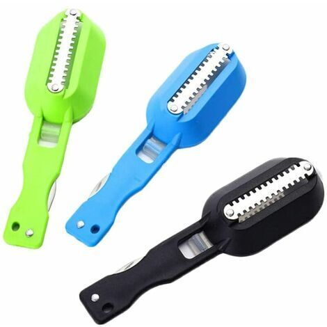 Fish Scale Cleaner Scraper Fish Scale Brush Knife Fish Scaler Multifunction Quick Fish Skin Cleaning for Home, Kitchen, Restaurant 3 Pcs(3 Colors)