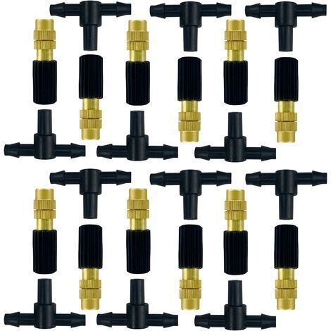 12 Pcs Brass Adjustable Spray Nozzles Drip Irrigation System 4/7 Hose Sprayer for Garden Balcony Watering