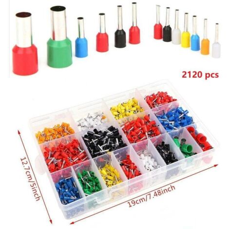 2120x Assortment of insulated cable end ferrules 0.5-16mm² Wire Cable End Ferrules Set
