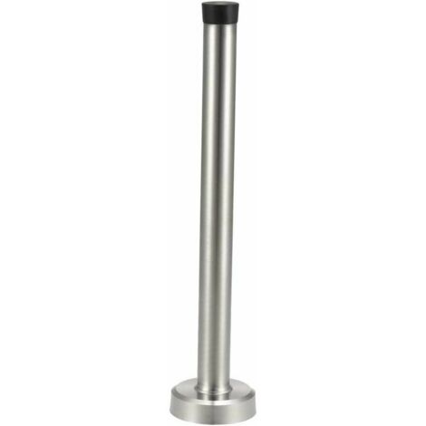 sourcing map 201 Stainless Steel Door Stop Wall Mounted Rubber Bumper 200mm High (1/4)