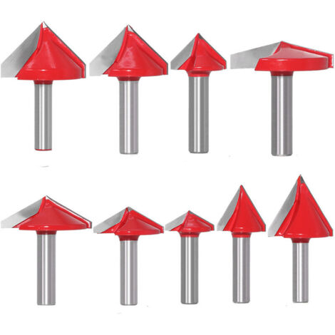 9Pcs Straight V Groove Router Bit, 60° 90° 120° 150°, 8mm Shank, 3D V ...