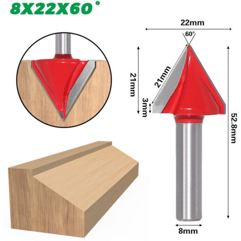 9Pcs Straight V Groove Router Bit, 60° 90° 120° 150°, 8mm Shank, 3D V ...